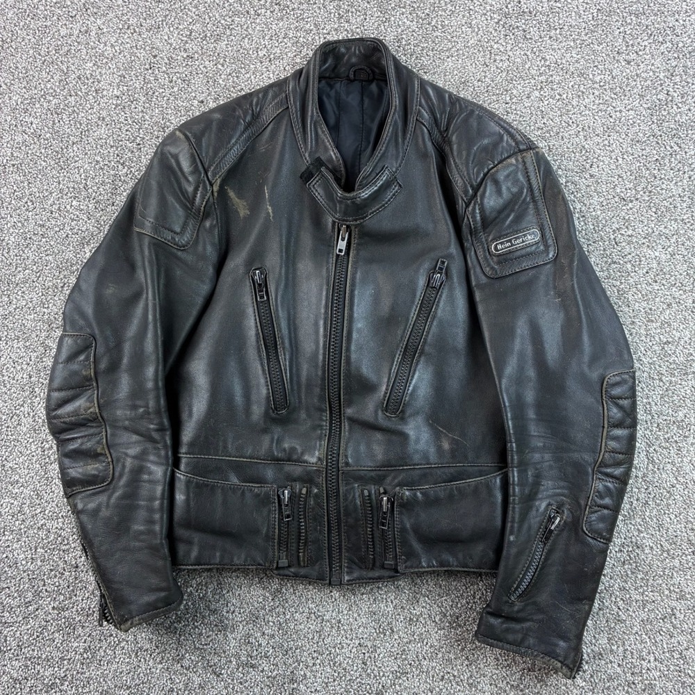 Vintage Hein Gericke Motorcycle Jacket Mens 38 Brown Leather Cafe Racer Biker